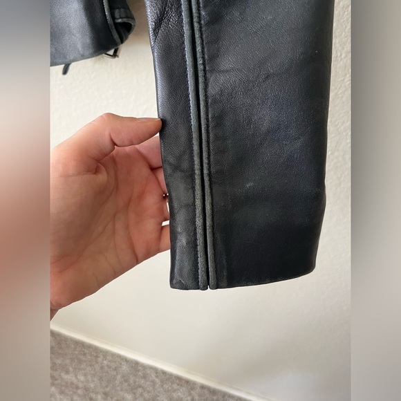 Gianni Bini Distressed Blue Leather Moto Jacket Women’s Size XS - Picture 11 of 16